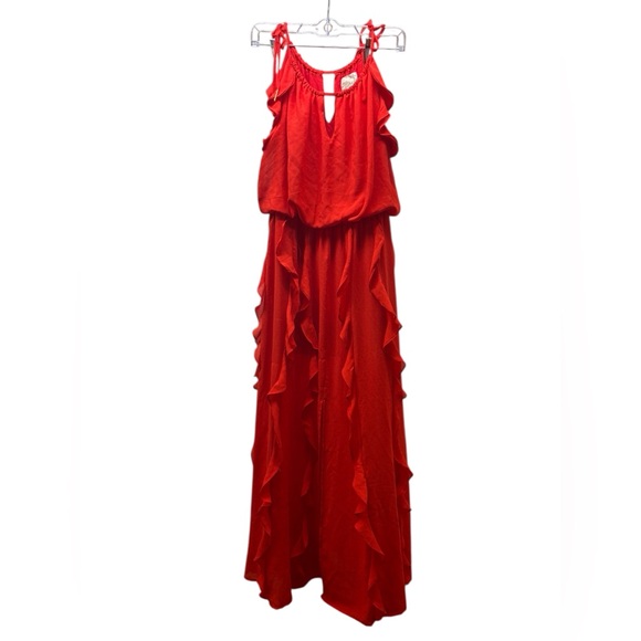 Moon River Dresses & Skirts - Moon River Vibrant Red Ruffle Maxi Dress